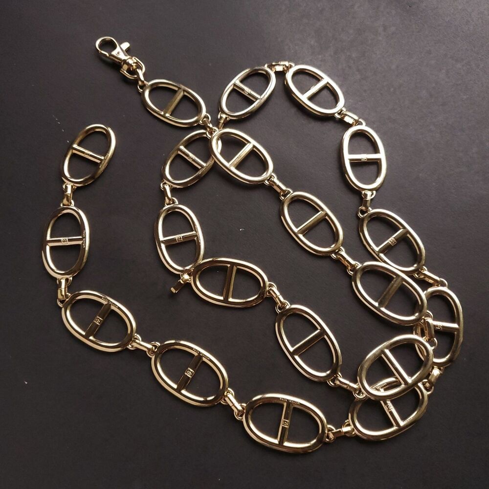 Michael Kors Metal Chain Link Belt Light Gold Tone Adjustable Approx 43" Long